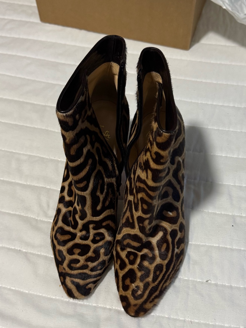 Christian Louboutin Eloise Booty 85 Leopard Pony Hair Ankle Boots